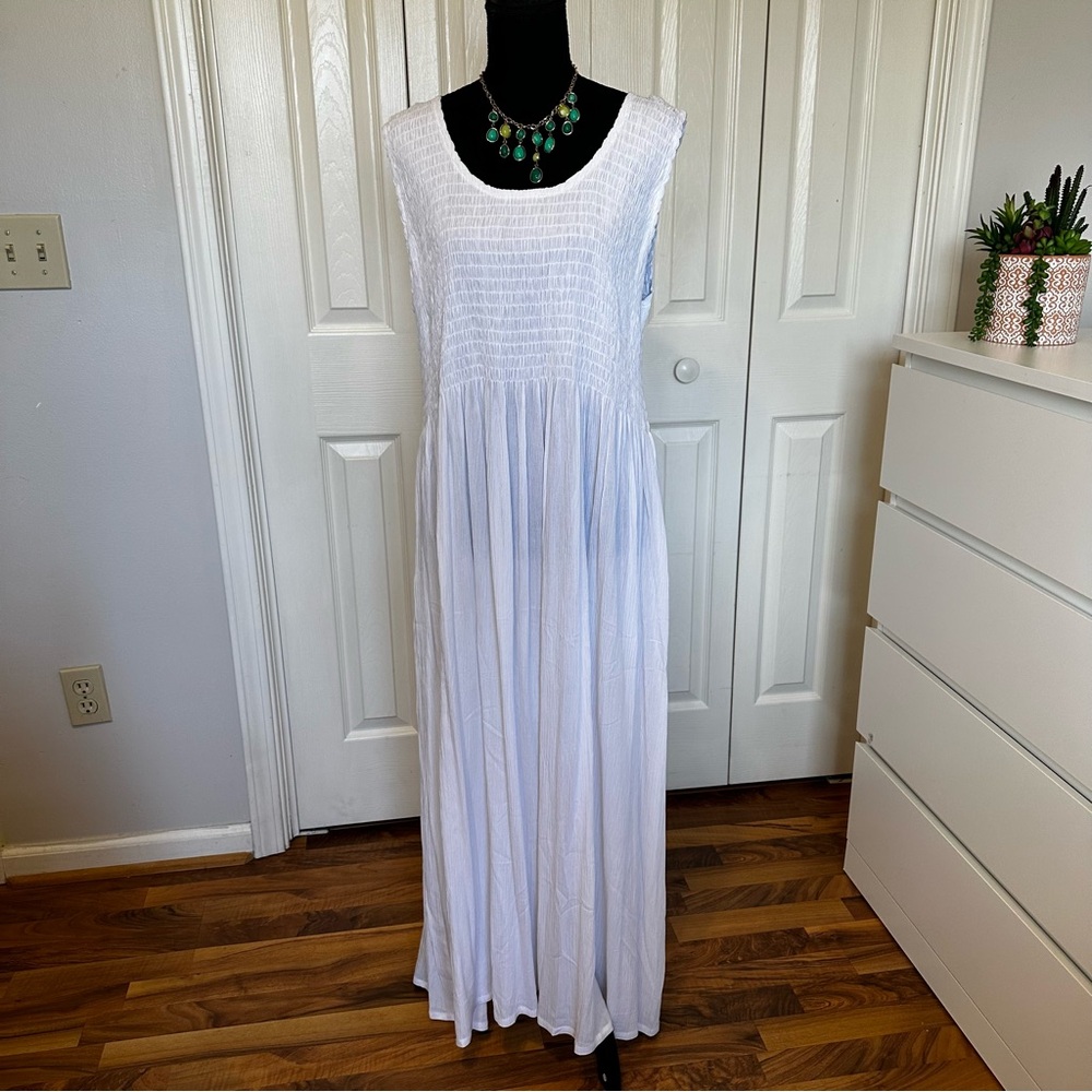Dalin White Maxi Dress Sleeveless Smocked Bodice Cottagecore Size XL - Picture 4 of 8